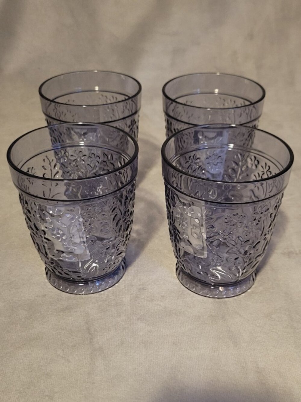 Four (4) Pioneer Woman Bluish Gray Daisy Short Tumbler 16 Oz Tritan NEW